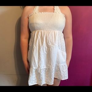 White Scrunch Strapless Dress